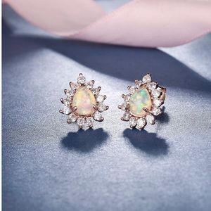 18k Rose Gold Plated Opal Earrings